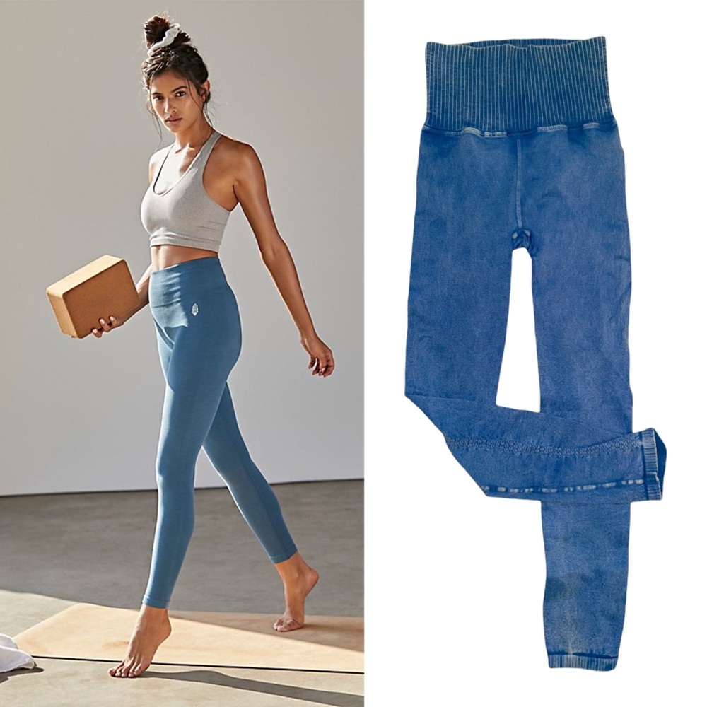 Free People Blue High-Waist Leggings